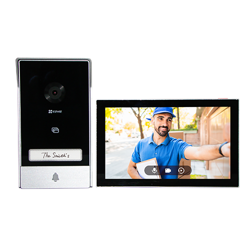 A doua imagine aKit interfon video inteligent EZVIZ, rezolutie 2k, monitor TFT 7 inch, instalare pe 2 fire, RFID, comenzi poarta/usa, SDcard, Wi-Fi, IR CS-HP7-2k