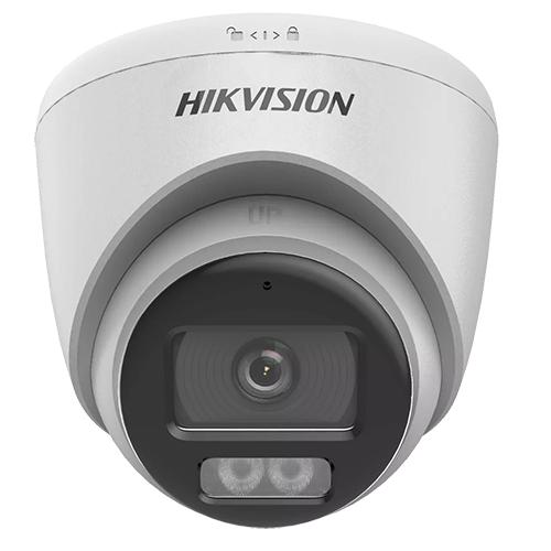 A doua imagine aColorVu, Dual Light - Camera analog 2MP, lentila 2.8mm, IR 40m, WL 40m, TVI/AHD/CVI/CVBS, Mic., IP67 - HIKVISION DS-2CE72DF0T-LFS-2.8mm