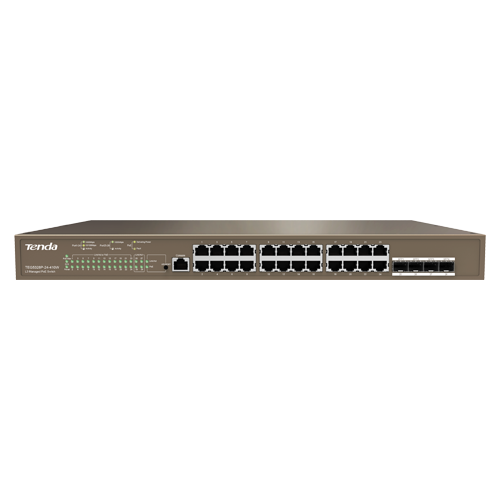 A doua imagine aSwitch 24 porturi PoE Gigabit, 1 port consola, 4 port SFP Gigabit, management - TENDA TND-TEG5328P-24-410W