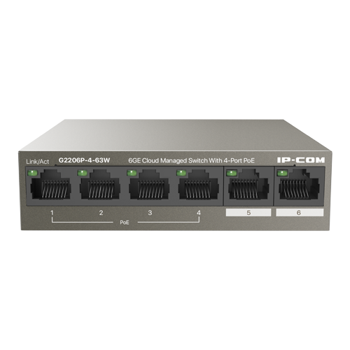 A doua imagine aSwitch 4 porturi Gigabit PoE+, 2 porturi RJ45 Gigabit, 58W, Management - IP-COM G2206P-4-63W