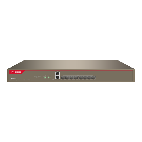 A doua imagine aSwitch 8 porturi SFP+ 10 Gbps, 2 porturi gestionare, management, 1U - IP-COM X5308F