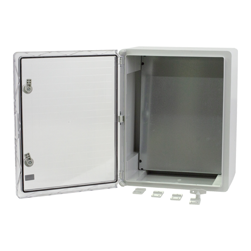 A doua imagine aCutie distributie IP65 din ABS gri, usa transparenta, placa metalica, 400x500x240 mm PP3017