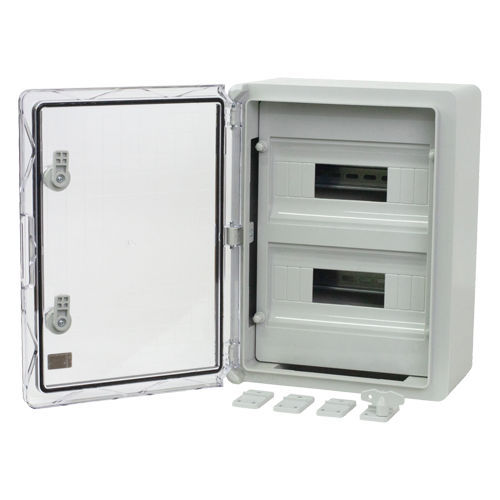 A doua imagine aCutie modulara IP65 din ABS gri, usa transparenta, 2 x 12 module, 300x400x170 mm PP3114