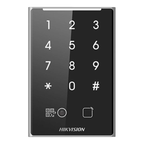 A doua imagine aCititor de proximitate MIFAR, cod QR, Wiegand, RS-485, tastatura integrata -HIKVISION DS-K1109DKB-QR