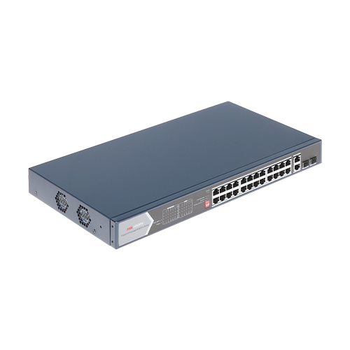 A doua imagine aSwitch 24 porturi PoE, 370W, uplink 2x SFP + 2x RJ-45 Gigabit - HIKVISION DS-3E0528HP-E