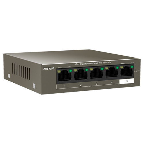 A doua imagine aSwitch 4 porturi Gigabit PoE, 1 port Uplink Gigabit - Tenda TND-TEG1105P-4-63W