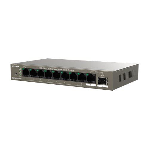 A doua imagine aSwitch 8 porturi PoE Gigabit, uplink 1 x RJ45 + 1 x SFP Gigabit, 92W, Cloud Management - IP-COM G2210P-8-102W