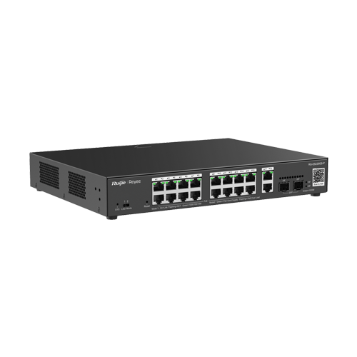 A doua imagine aSwitch 16 porturi PoE, 2 porturi GE, 2 porturi SFP, Gigabit, Cloud Management - Ruijie RG-ES220GS-P