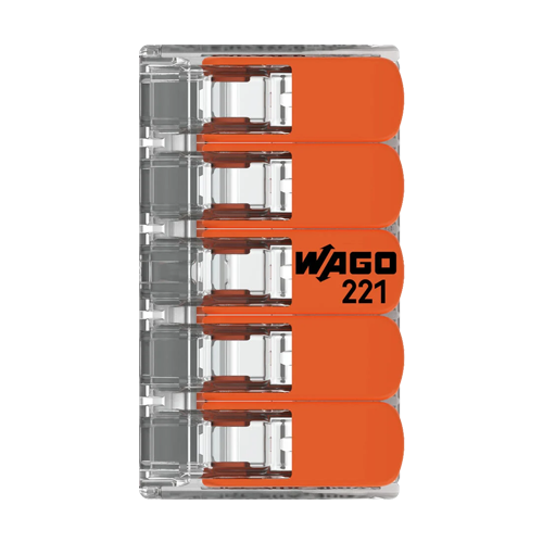A doua imagine aConector derivatie 5 fire, max. 4 mmÂ² (25 buc.) - WAGO 221-415