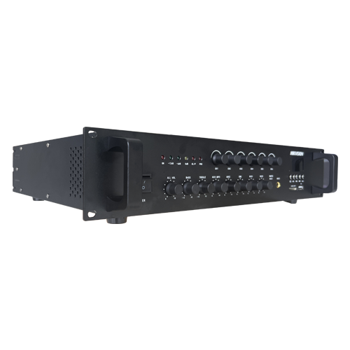 A doua imagine aAmplificator Analog, 120W, 6 zone, 2xAUX, EMC IN, 2xMic, Bluetooth, USB, SD Card, MP3 - HIKVISION DS-QAE0A120G1-VB6