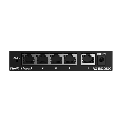 A doua imagine aSwitch 5 porturi RJ45 Gigabit, L2 Cloud Management - Ruijie RG-ES205GC