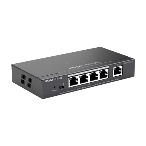 A doua imagine aSwitch 4 porturi PoE+ RJ45 Gigabit, 1 port uplink RJ45 Gigabit, L2 Cloud Management - Ruijie RG-ES205GC-P