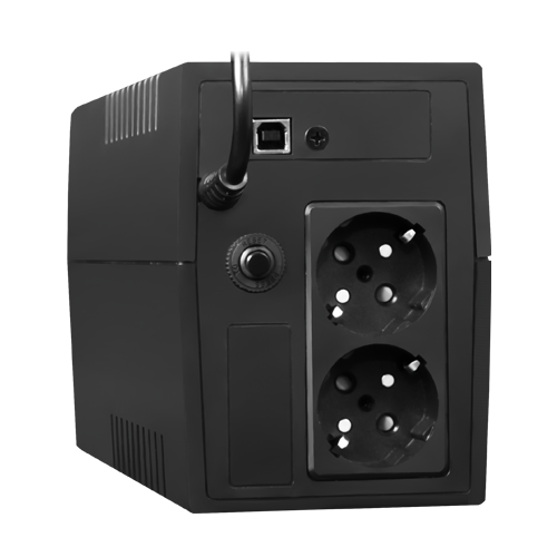 A doua imagine aUPS TSY Power, 600VA/360W, LED, AVR-Repornire automata, Management, 2 x Schuko, 2 x RJ45, 1 X USB type B TSY-MP-0K6-LED