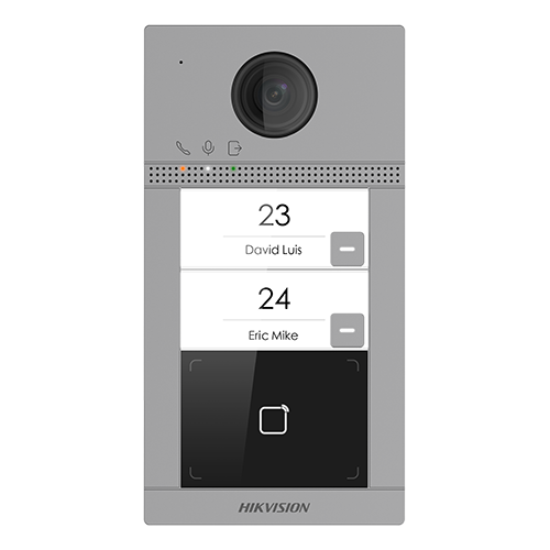 A doua imagine aPanou exterior videointerfon TCP/IP pentru 2 familii, Wi-Fi 2.4GHz, control acces integrat - HIKVISION DS-KV8213-WME1