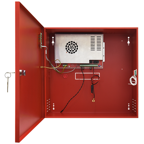 Sursa de alimentare EN 54-4, 27.6V/8.2A, cutie metalica cu loc acumulatori 2x40Ah/12V - PULSAR EN54C-10A40
