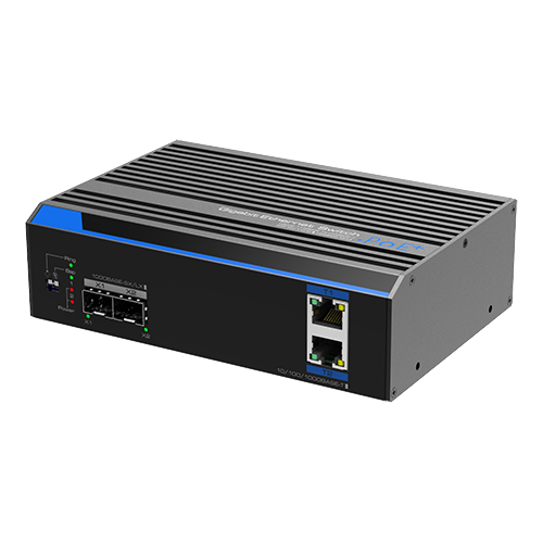 A doua imagine aSwitch industrial 2 porturi Gigabit HPoE, 2 porturi uplink SFP/RJ45 - UTEPO UTP7202GE-POE