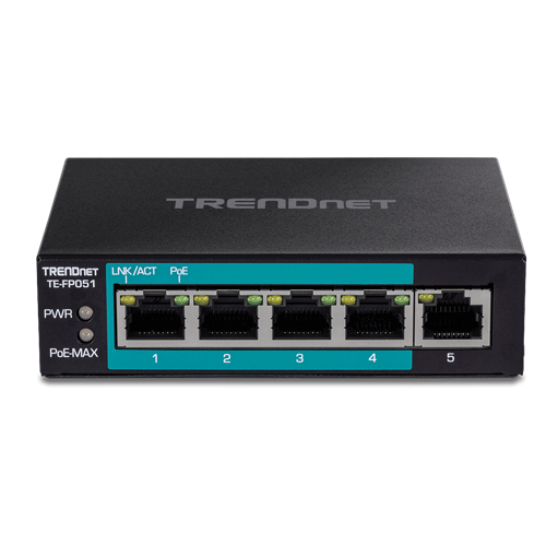 A doua imagine aSwitch 4 porturi Fast Ethernet Long Range 250m PoE+ 60W, 1 port Fast Ethernet - TRENDnet TE-FP051