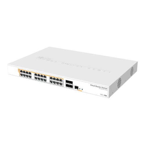 A doua imagine aManagement Switch 24 x Gigabit PoE+ Out 450W, 4 x SFP+ 10Gbps - Mikrotik CRS328-24P-4S+RM