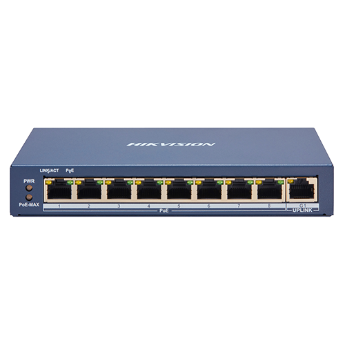 A doua imagine aSwitch 8 porturi PoE, 1 port uplink RJ45, SMART Management - HIKVISION DS-3E1309P-EI