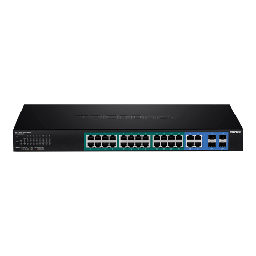 A doua imagine aSwitch 28 porturi Gigabit Web Smart, 24 x PoE+, 4 x Gigabit/SFP - TRENDnet TPE-2840WS