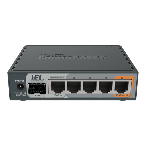 A doua imagine aRouter hEX S, 5 x Gigabit, 1 xSFP, RouterOS L4 - Mikrotik RB760iGS