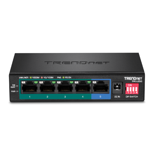 A doua imagine aSwitch 4 porturi Gigabit Long Range 200m PoE+, 1 port Gigabit - TRENDnet TPE-LG50