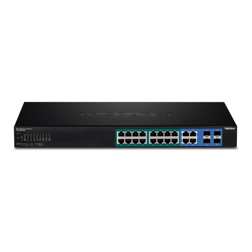 A doua imagine aSwitch Web Smart, 16 x Gigabit PoE+, 4 x Gigabit/SFP, putere 370W - TRENDnet TPE-1620WSF