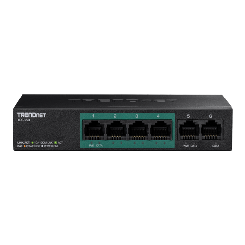 A doua imagine aSwitch 6 porturi Fast Ethernet PoE+ 60W - TRENDnet TPE-S50