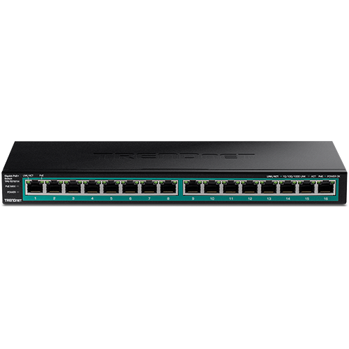 A doua imagine aSwitch 16 porturi Gigabit PoE/PoE+ 120W - TRENDnet TPE-TG161H