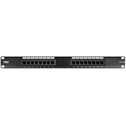 Patch Panel 16 porturi RJ45 UTP 19', Cat5/5e - TRENDnet TC-P16C5E