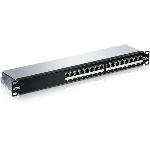 A doua imagine aPatch Panel 16 porturi RJ45 UTP, Cat6a, Ecranat, 1U - TRENDnet TC-P16C6AS